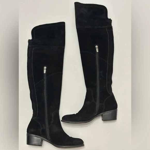 Vince Camuto Black Over the Knee Boots Suede - Picture 2 of 5
